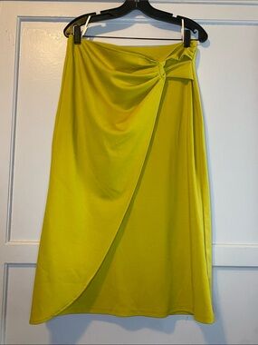 🔥Bundle 3 for $50🔥 Kate Kasin Mustard color faux wrap skirt with Knot-Detail NWT